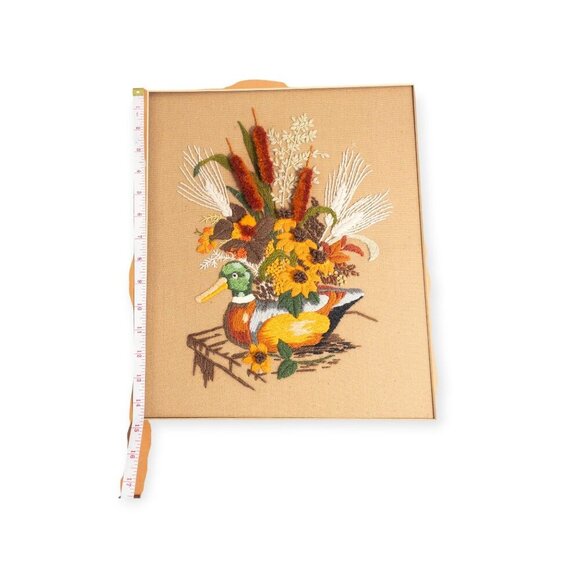 vintage crewel embroidery piece "Wooden Decoy" by The Creative Circle Duck - Picture 2 of 11